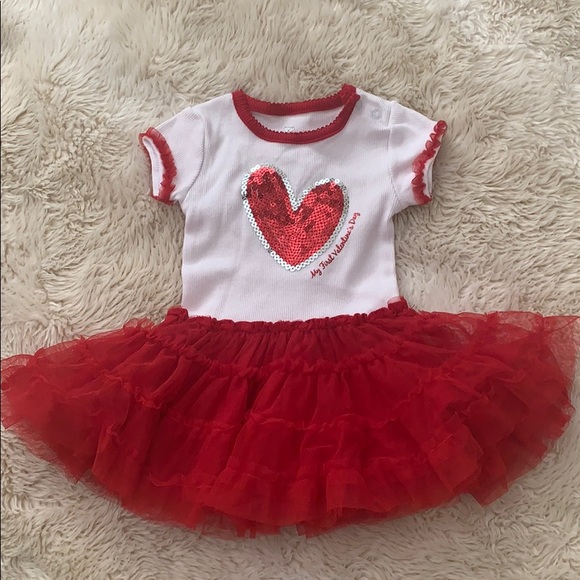 KOALA KIDS Toddler Girl “My first Valentine’s Day” Ruffled Red & White Tutu 18M - Picture 1 of 7